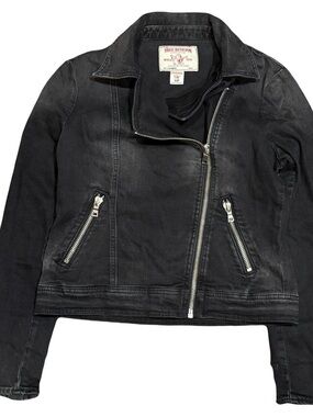 Y2K True Religion Denim Moto Black Jacket